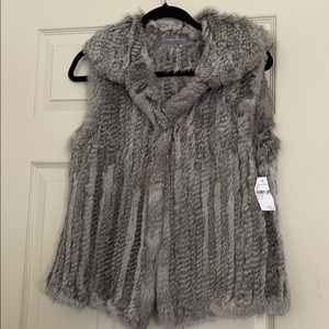 100% Real Gray Fur Vest!